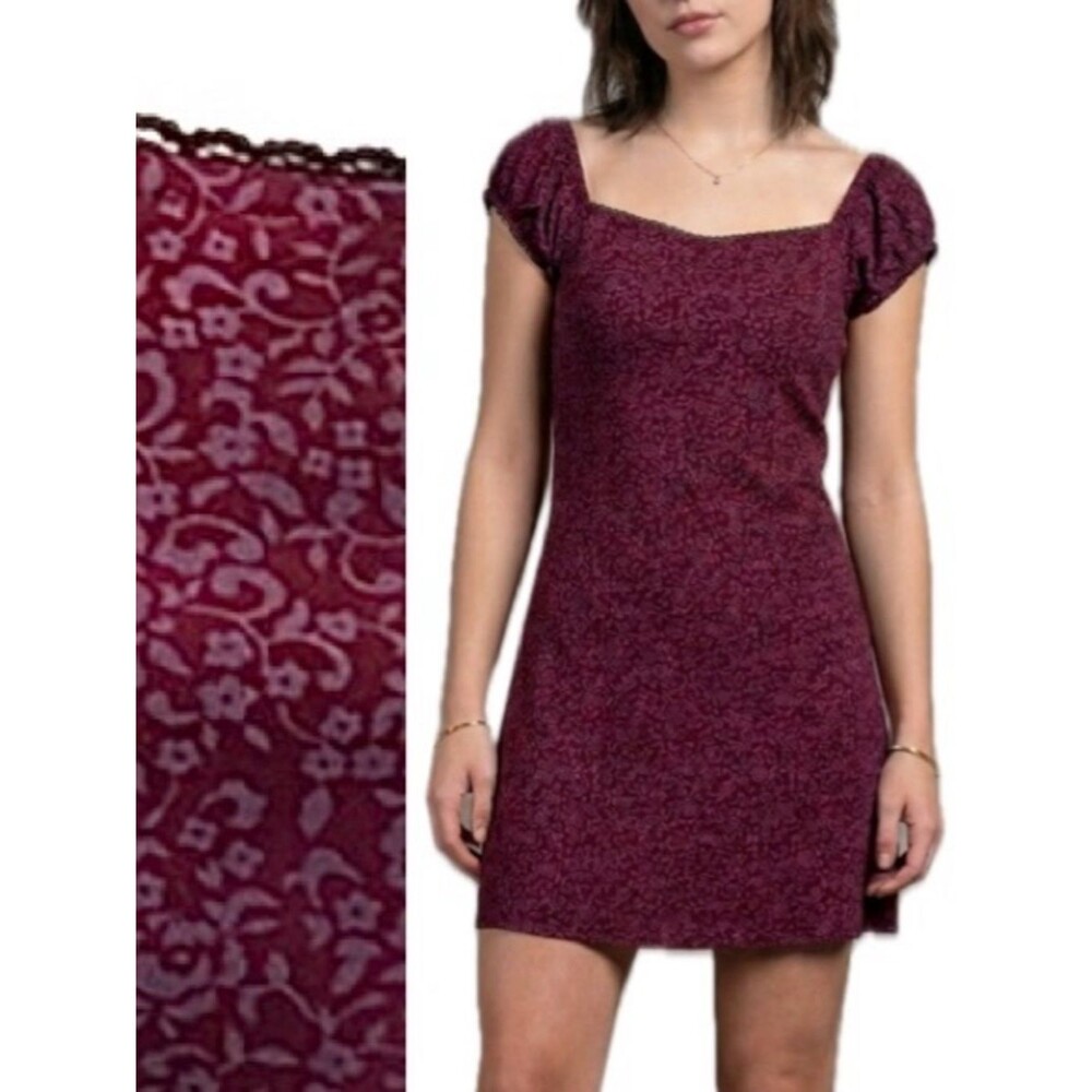 Rampage Mini Floral Print Shift Dress Juniors Size 11 Lace Trim Fairy Goth Y2K